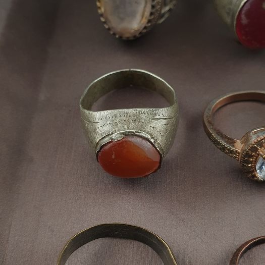 Antique Handmade Mix Brass with Mix Stone Glass Rings Lot Of 15