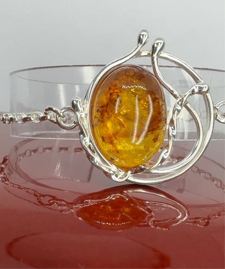 Silver bracelet Amber Solitaire Bracelet A Piece of Ancient Sunlight
