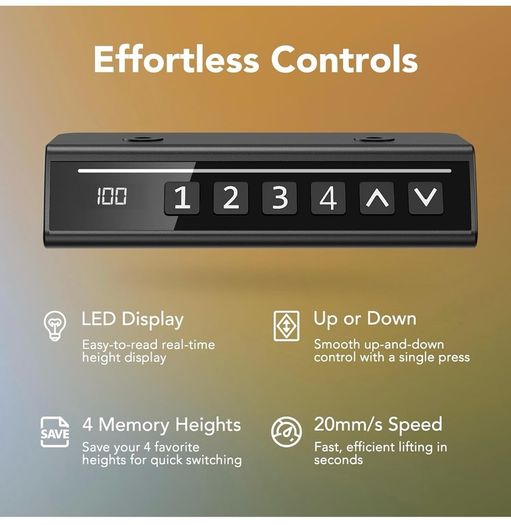 Standing Desk with USB Charging Port, 120 x 60 cm, 4 Preset Height Settings