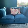 3+2 Seater navy blue Velvet Sofa Suite + footstool Image 6