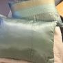 Pair of Mini Satin Cushions Teal & Green Image 2