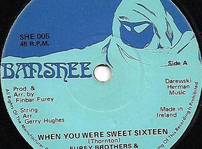 Furey Brothers & Davey Arthur Vinyl 7 Inch Single Irish Trad When You Were Sweet Sixteen