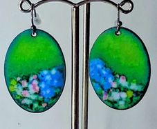 Oval Garden HandPainted Landscape Earrings