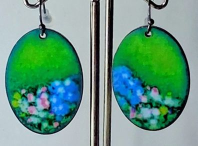 Oval Garden HandPainted Landscape Earrings