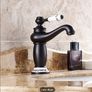 Antique Black Basin Faucet  Solid Brass Vintage Tap with Ceramic Handle Image 4