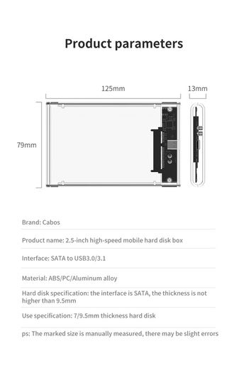 Transparent Hard Disk Box 2.5inch SSD SATA to USB3.0 Type C Mobile External HDD Case Support 6TB For SDD HDD Shell Enclosure