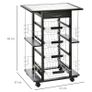 4-Tier Kitchen Trolley Cart on Rolling Wheels with 4 Removable Baskets, 4 Side Rack Organizer,Ceramics Tile Top Image 2