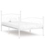 Bed Frame with Slatted Base White Metal 100x200 cm Image 2