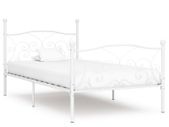 Bed Frame with Slatted Base White Metal 100x200 cm