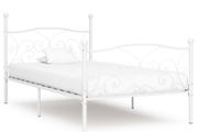 Bed Frame with Slatted Base White Metal 100x200 cm