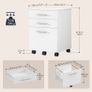 3-Drawer Filing Cabinet, Rolling File Cabinet, Office Drawer for Home Office, for A4 Documents, Hanging Files, Mobile Pedestal on 5 Wheels, White Image 3