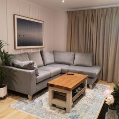 Solid oak coffee table with crate underneath
