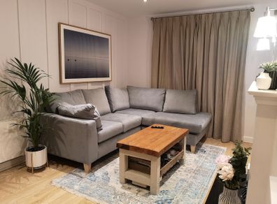 Solid oak coffee table with crate underneath