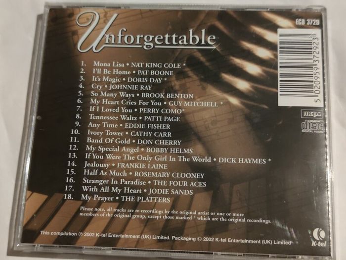 New Unforgettable 18 Great Love Songs of the 50s Cd