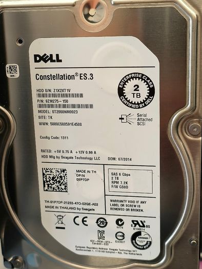 Dell 2TB SAS 6Gbps 3.5" HDD Enterprise Tested Grade A