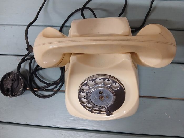 antique telephone.