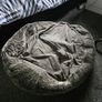 Large Fluffy Faux Fur Round Bean Bag - Grey & White Image 2