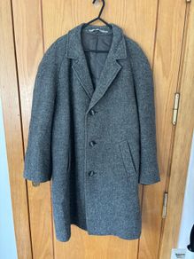 Vintage Bucking Harris Tweed Wool Coat Grey Size L (40-42)