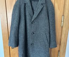 Vintage Bucking Harris Tweed Wool Coat Grey Size L (40-42)