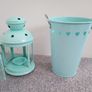Mint Colour Decor Set Lantern, Bucket And 2 Flower Pots Image 2