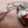 Vintage Sterling silver 925 scarab beetle necklace, Scarab beetle pendant with red enamel, Enamel necklace, Scarab jewelry 3,4g length - 16" Image 6
