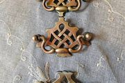 3 x Antique Brass Furniture Drawer Cupboard Door Handles