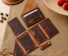 Slim Leather Card Holder Wallet Minimalist Front Pocket Wallet Leather Card Case