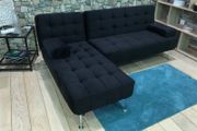AROA XS Corner Sofa Bed, Black velvet