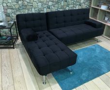 AROA XS Corner Sofa Bed, Black velvet