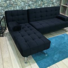 AROA XS Corner Sofa Bed, Black velvet