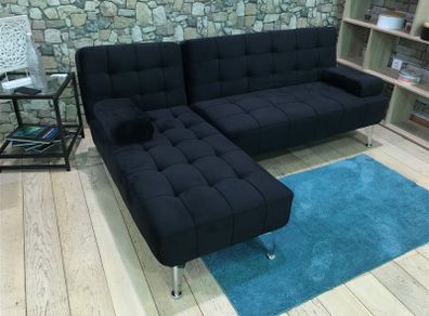 AROA XS Corner Sofa Bed, Black velvet