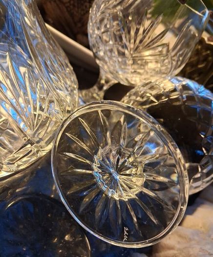Vintage Irish lead crystal Ships Decanter & 4 whiskey glasses
