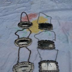 6 X Vintage Silver Plated Decanter Labels
