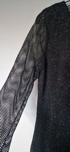 Topshop Tall Sparkly Black Mesh Bodycon Lined Dress Size 12