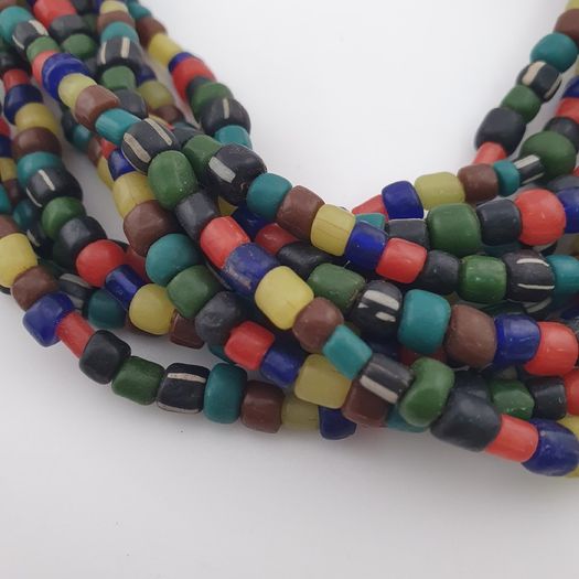 Antique African Style MultiColor 4-5.5mm Glass Beads Necklace Strand