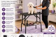 Dog Grooming Table with Storage Shelf Basket Foldable Pet Grooming Station