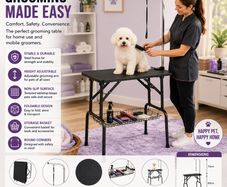 Dog Grooming Table with Storage Shelf Basket Foldable Pet Grooming Station