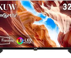 32 inch HD Smart TV, D-LED backlight Television, Borderless Design,HDMI USB DVB-T2/S2 RJ45 Interface, large screen for living room, bedroom, home entertainment - Black