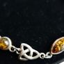 Vintage 925 Sterling Silver Genuine Amber Stone Celtic Trinity Knot Triquetra Triskelion Trikele Bracelet length 7,5" - 8,7g Image 4