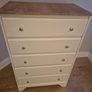 Newly Refurbished 5-Drawer Chest of Drawers - Linen White with Waxed Wood Top Image 2