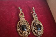 Vintage Golden Earrings with Black Core