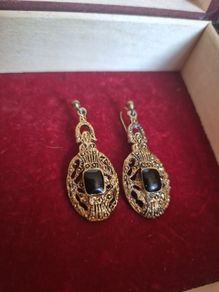 Vintage Golden Earrings with Black Core