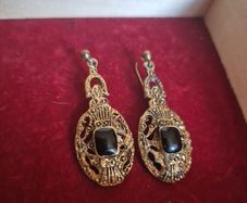 Vintage Golden Earrings with Black Core