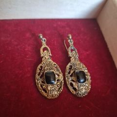 Vintage Golden Earrings with Black Core