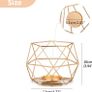 Tea Lights Candle Holders - 2 Pcs Gold Pillar Candles Holder Geometric Tealight Candle Stand Dining Table Centrepiece for Wedding Housewarming Birthday Gifts Living Room Coffee Table Decor Image 2
