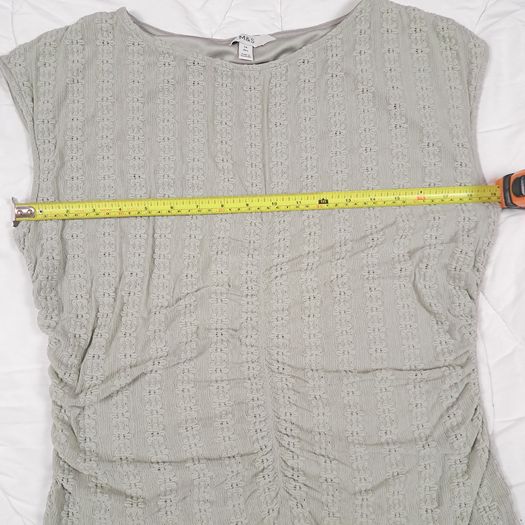 Marks & Spencer Sage Muted Green Textured Smocked Shirred Gathered Side Bodycon Sleeveless Top 14UK/42EU