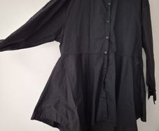 Italian Black Long Sleeve Button Down Blouse/ Dress One Size