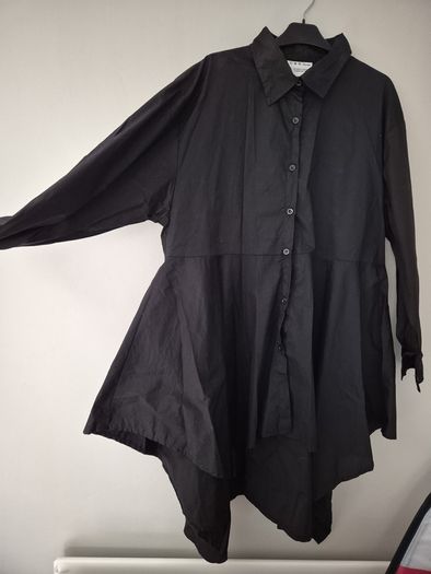 Italian Black Long Sleeve Button Down Blouse/ Dress One Size