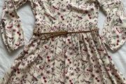 Girl's Flower Design Dress with Suede Belt | Size 9 -10 years