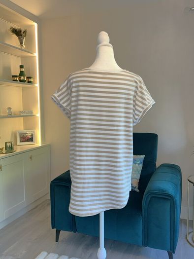 Ladies Short Sleeved Cream & Beige Stripped Tee Shirt from F&F